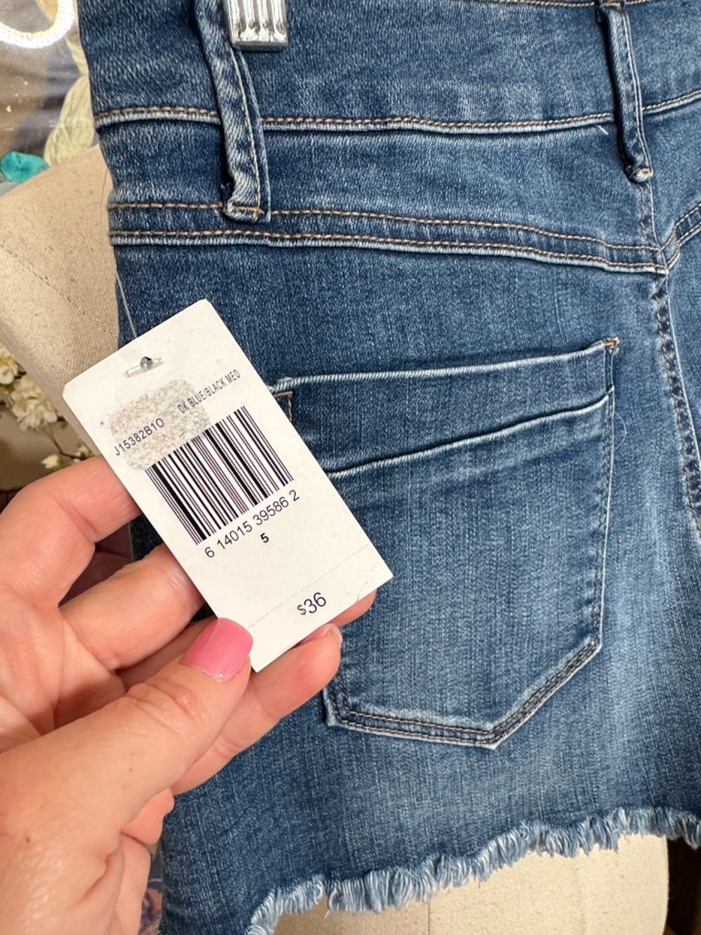 Rewash Dark Indigo Distressed High-Rise Denim Shorts - Picture 5 of 5